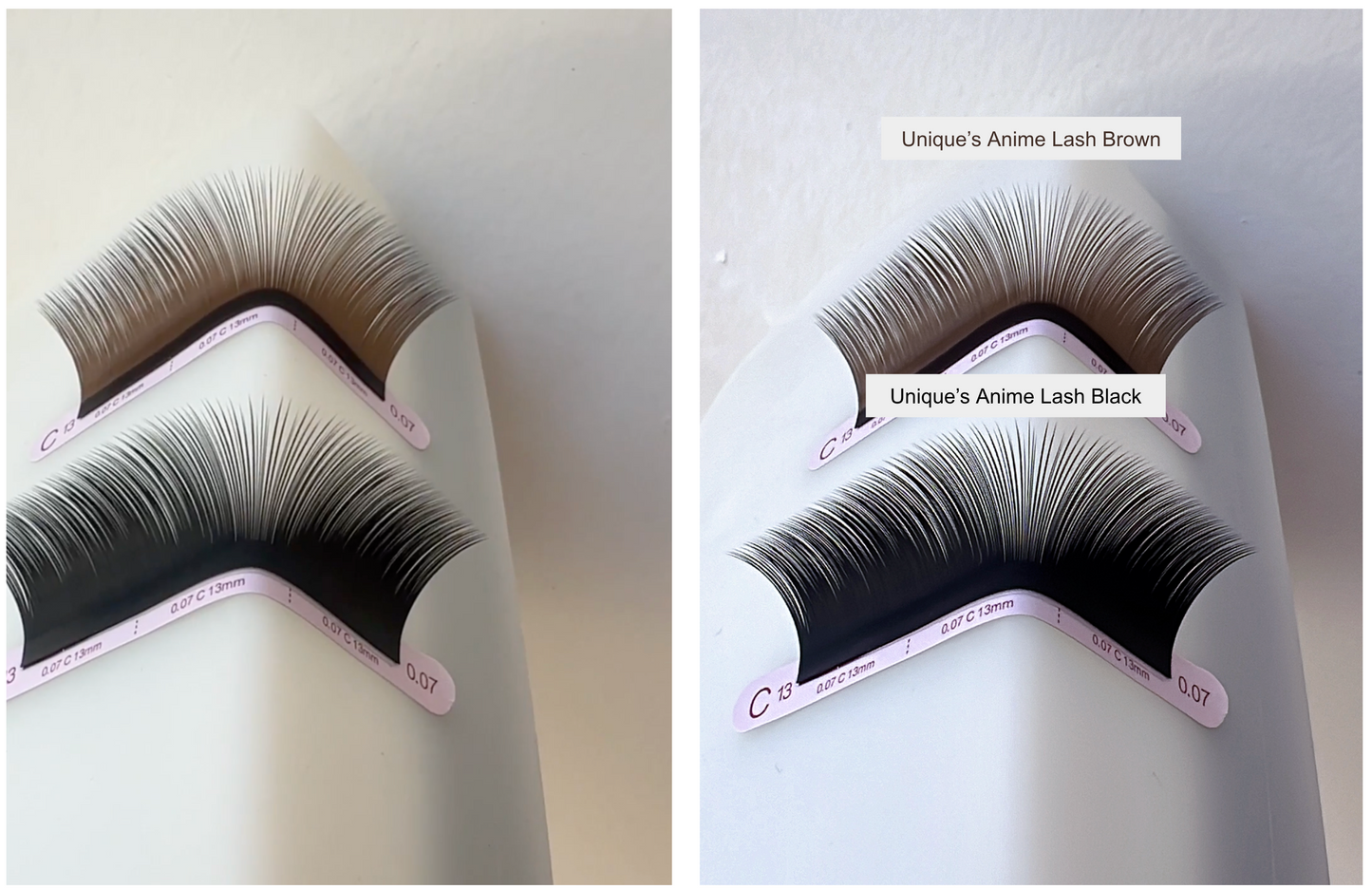 Korean High Quality 0.07mm Spiky Anime Lashes Eyelash Extensions Professional J JC C CC LJ LB LC D Curls Loose Base Camellia Lash Upper Top Lash Black and Brown